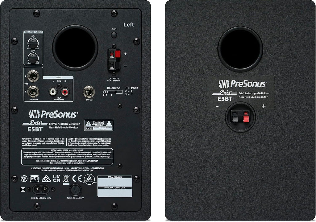 PreSonus Eris 5BT Gen 2, Enceintes Actives 5" de Bureau avec Bluetooth Qualite Studio, 100 W