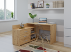 Bureau d'angle 3 tiroirs bois chêne 120x50x76 Cm