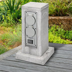 Multiprise  extérieur jardin quadruple étanche IP44 Polyrésine gris clair
