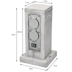 Multiprise  extérieur jardin quadruple étanche IP44 Polyrésine gris clair
