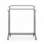 Porte Manteau Noir Sur Roulettes Avec Double Barre Et Étagère 150 x 110 x 57 cm
