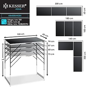 Lot de 3 Table Multifonctions  100 x 60 cm, Avec Fonction de Rallonge, Pliante