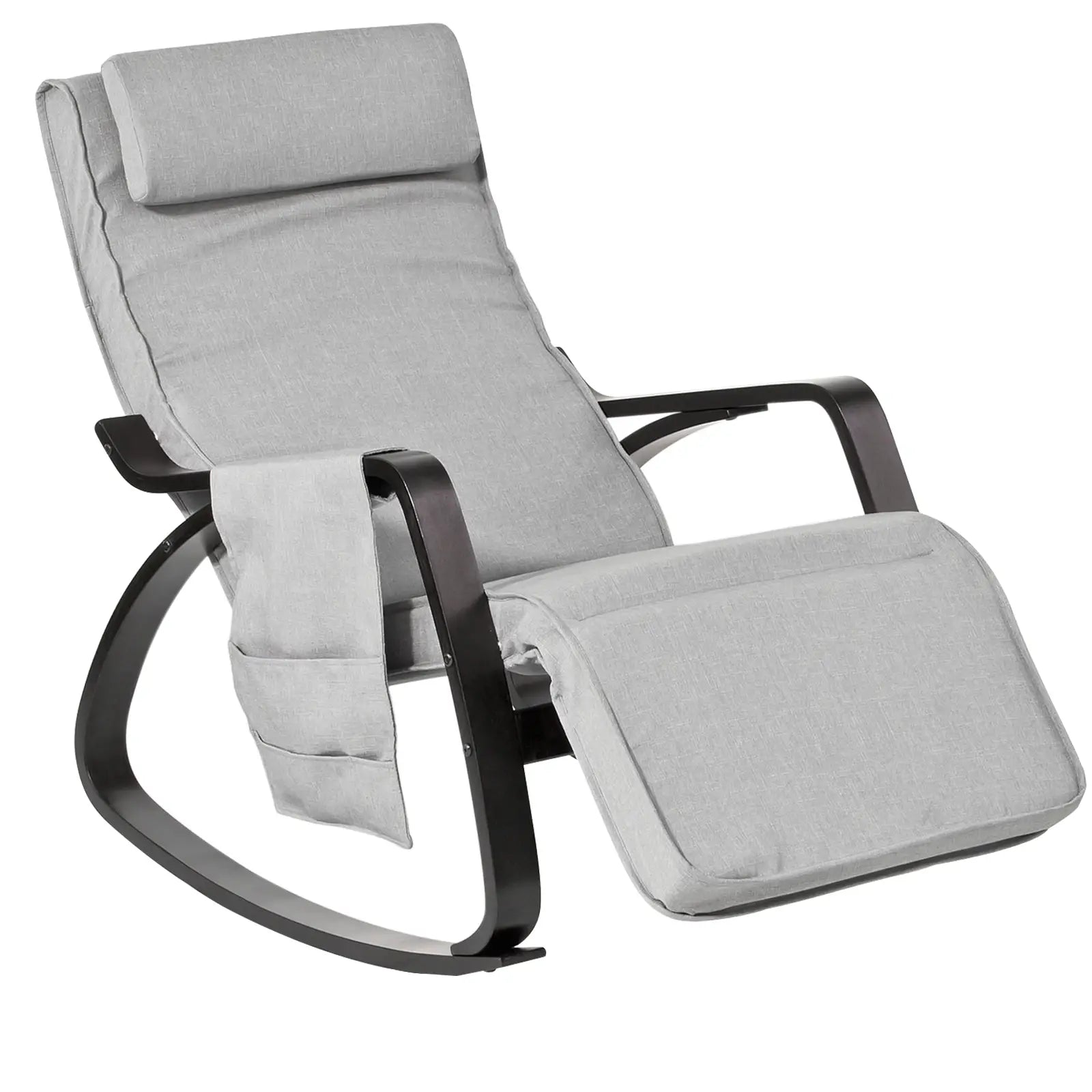 Fauteuil a Bascule Repose-Pieds, Appui-tête réglables et Poche latérale