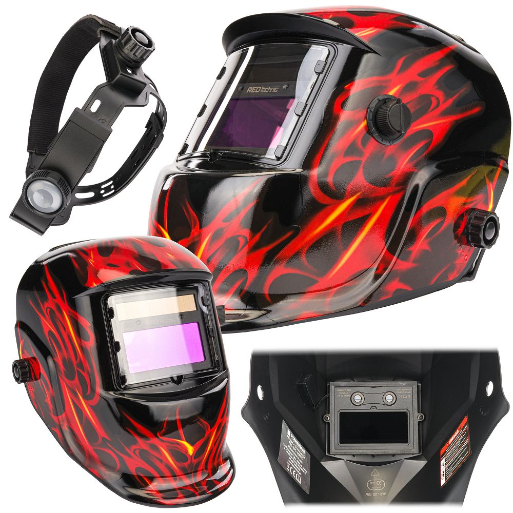 Masque de soudure professionnel auto-obscurcissant échelon 9/13 DIN Noir Flammes