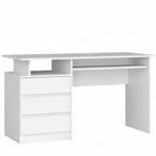 Bureau 3 tiroirs 135 cm blanc 135x77x60 cm