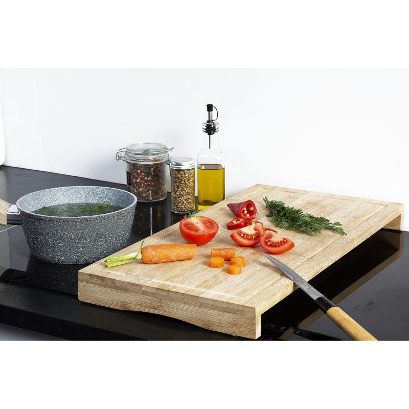 Cache plaque de cuisson planche a découper en bambou 52x28x4,5 cm