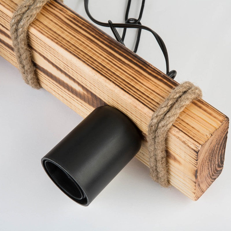 Suspension luminaire Plafonnier  Ε27 métal noir-naturel 48,5x10x47cm