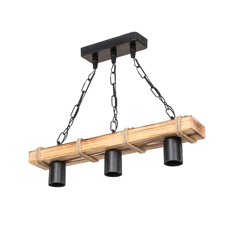 Suspension luminaire Plafonnier  Ε27 métal noir-naturel 48,5x10x47cm