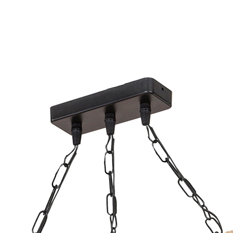 Suspension luminaire Plafonnier  Ε27 métal noir-naturel 48,5x10x47cm