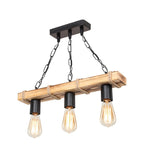 Suspension luminaire Plafonnier  Ε27 métal noir-naturel 48,5x10x47cm