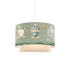 Suspension luminaire Plafonnier enfant motif montgolfière abat jour vert 30x20 cm