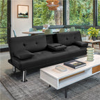 Canapé lit clic clac  noir, 3 places, réglage 3 angles, porte-gobelet  167x94 cm