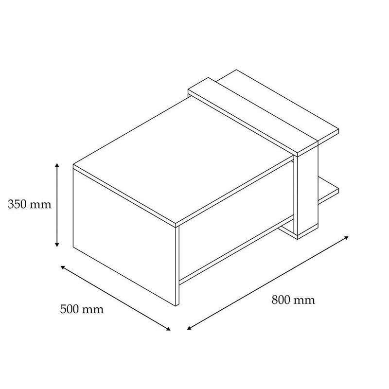 Table Basse Carla Bois Blanc Noyer 80x50x35 Cm