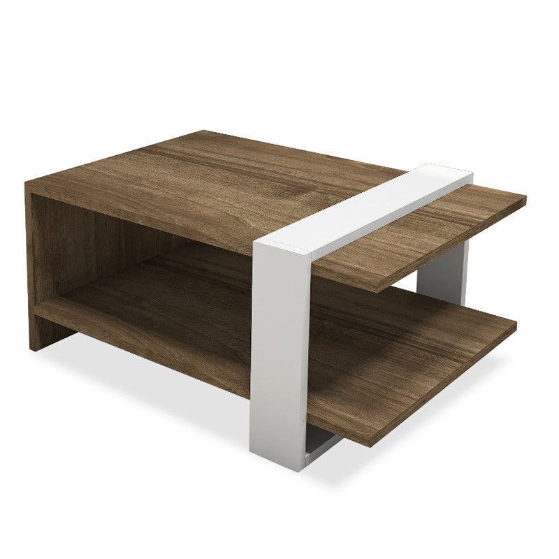 Table Basse Carla Bois Blanc Noyer 80x50x35 Cm