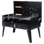 Barbecue à charbon pliable et portable avec étui et accessoires 43x26x29 cm