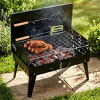 Barbecue à charbon pliable et portable avec étui et accessoires 43x26x29 cm