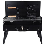 Barbecue à charbon pliable et portable avec étui et accessoires 43x26x29 cm