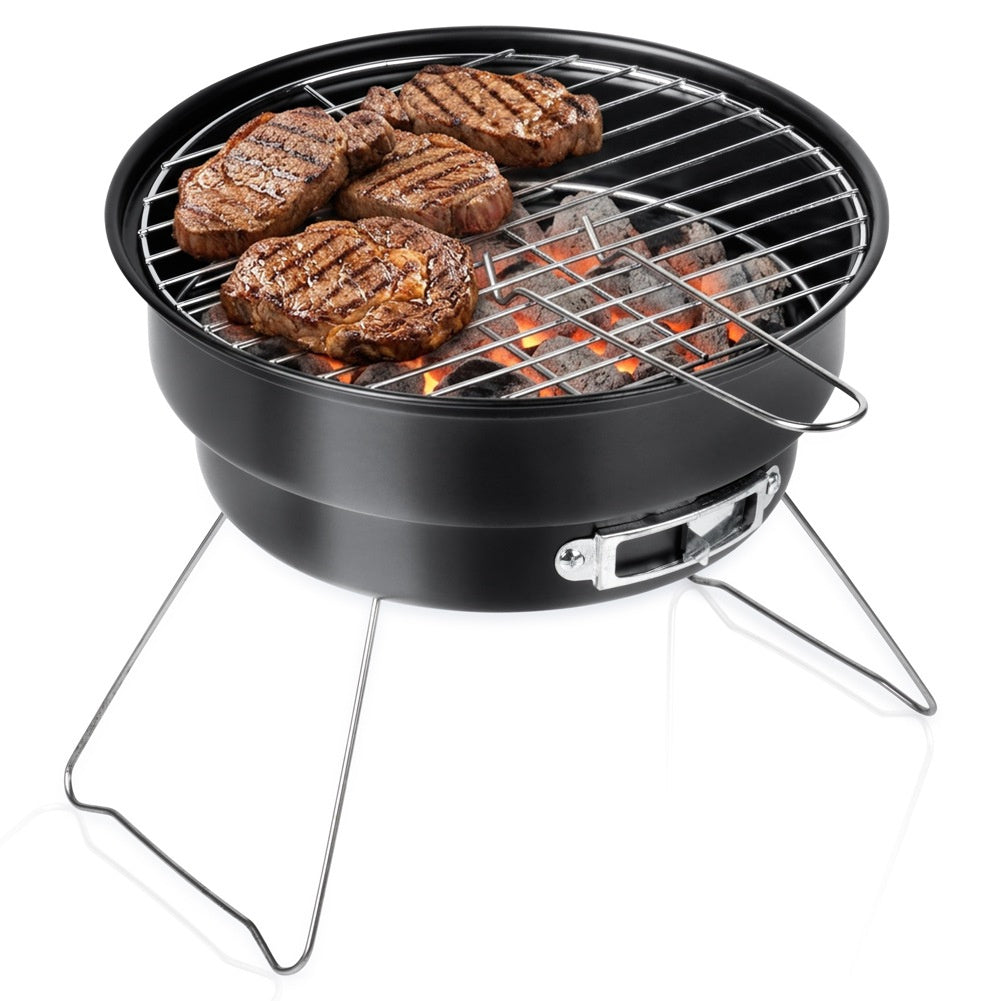 Barbecue à charbon de bois en acier pliable et portable 28x26x22 cm