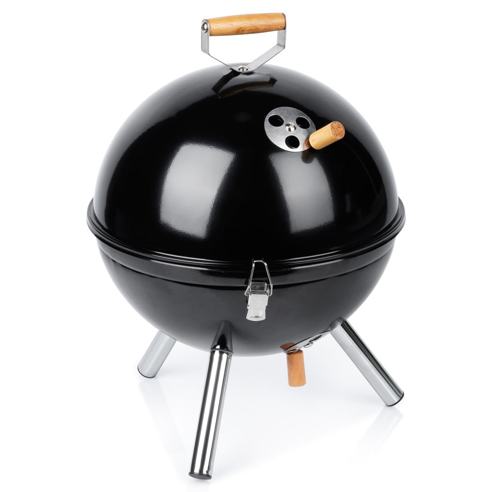 Barbecue à charbon de bois en acier sphérique portable 31x31x41 cm