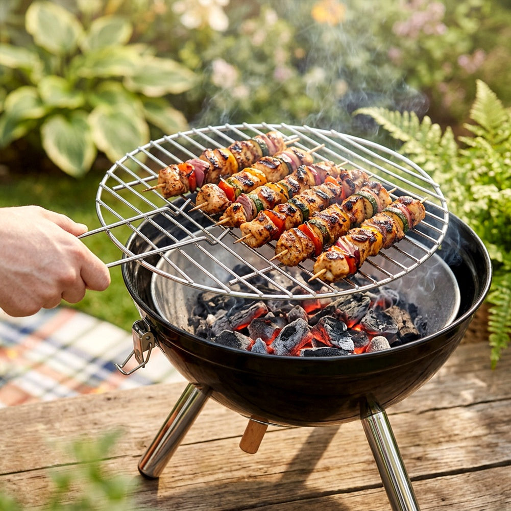 Barbecue à charbon de bois en acier sphérique portable 31x31x41 cm