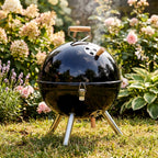 Barbecue à charbon de bois en acier sphérique portable 31x31x41 cm