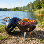 Barbecue à charbon de bois en acier sphérique portable 31x31x41 cm