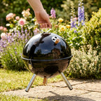 Barbecue à charbon de bois en acier sphérique portable 31x31x41 cm