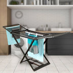 Étendoir à linge noir pliable XXL 208 cm