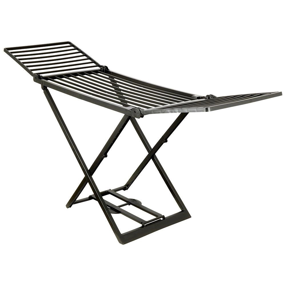 Étendoir à linge noir pliable XXL 208 cm