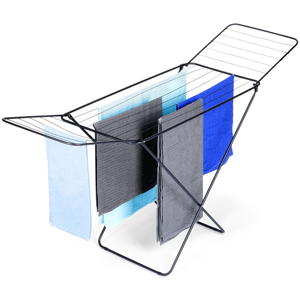 Étendoir séchoir à linge pliable en métal noir 181 cm