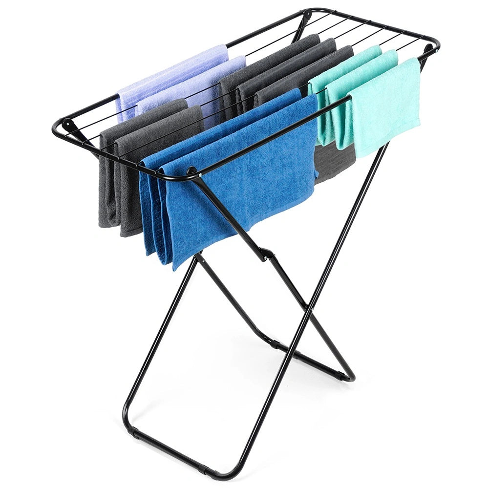 Étendoir à linge pliable en métal noir 93x43x88 cm