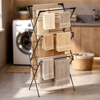 Étendoir à linge vertical en métal noir 61x58x136 cm