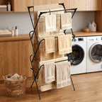 Étendoir à linge vertical en métal noir 61x58x136 cm
