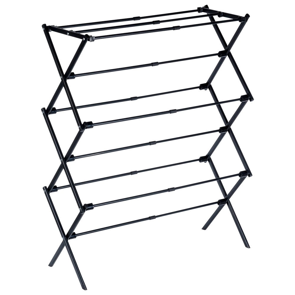 Etendoir a linge vertical extensible en métal noir 47-78 x 94 cm
