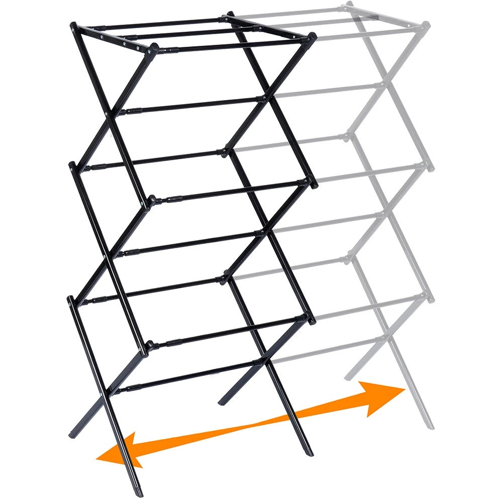 Etendoir a linge vertical extensible en métal noir 47-78 x 94 cm