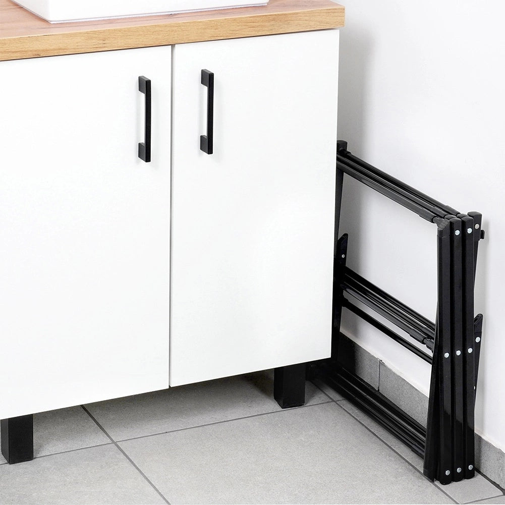 Etendoir a linge vertical extensible en métal noir 47-78 x 94 cm