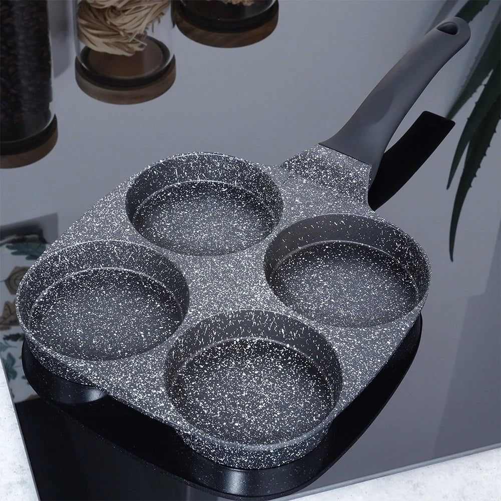 Poêle à œufs anti adhésive en granit 4 trous 19x19 cm