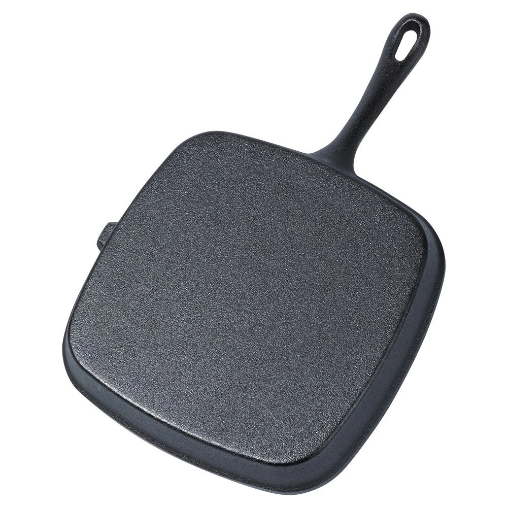 Poêle  a  grill carrée en fonte avec poignée silicone 24,5 x 24 cm
