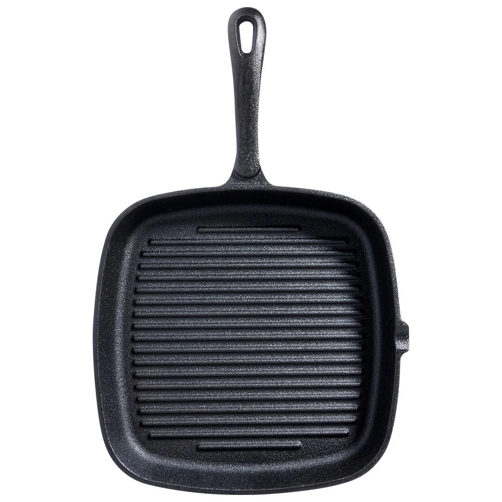 Poêle  a  grill carrée en fonte avec poignée silicone 24,5 x 24 cm