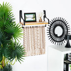 Étagère murale en bois avec rail et crochets, 43 x 18 x 26 cm