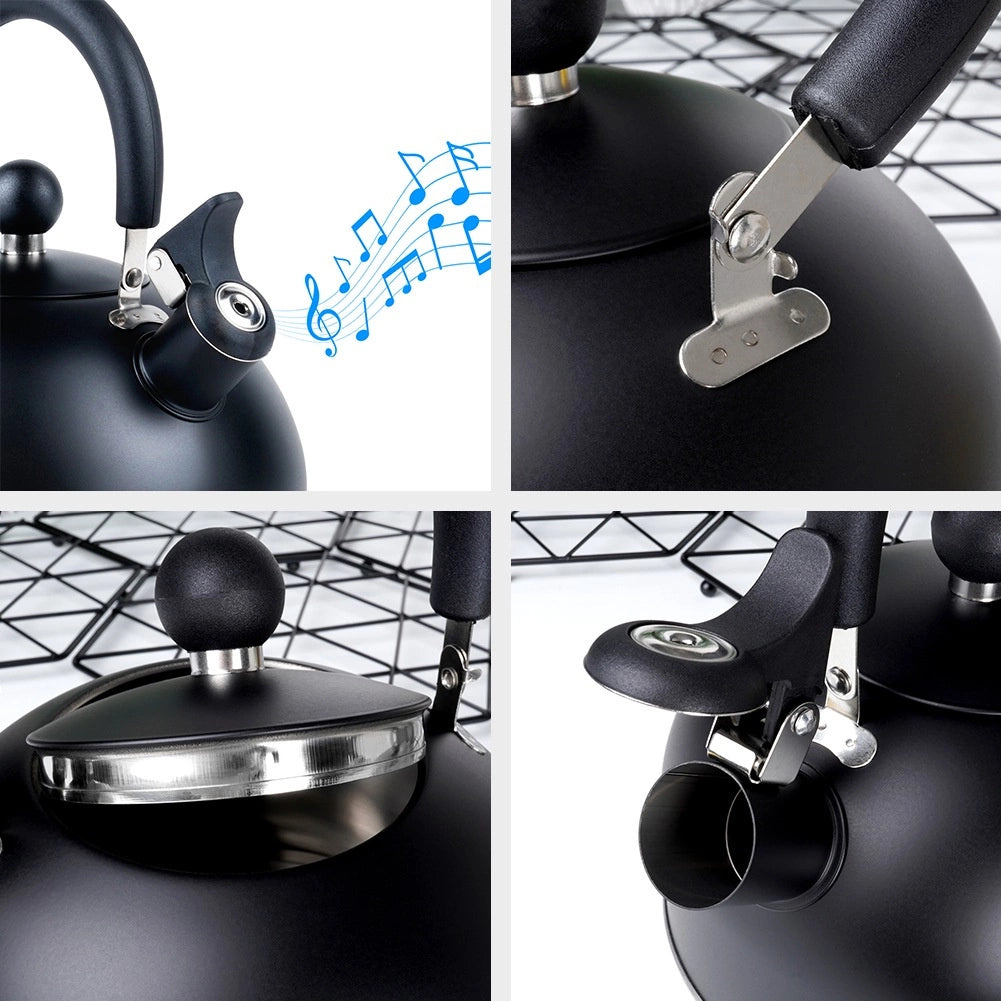 Bouilloire sifflante en acier noir 3 litres