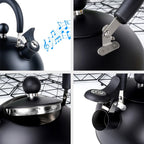 Bouilloire sifflante en acier noir 3 litres