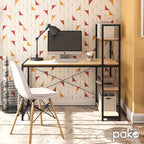 Bureau réversible avec étagères chêne avec structure en métal noir 122x64x120 cm