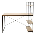 Bureau réversible avec étagères chêne avec structure en métal noir 122x64x120 cm