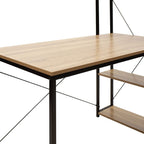 Bureau réversible avec étagères chêne avec structure en métal noir 122x64x120 cm