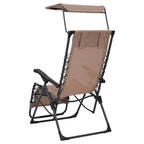 Chaise Longue Pliante Transat  jardin avec Pare-Soleil 51 × 88 × 107 cm