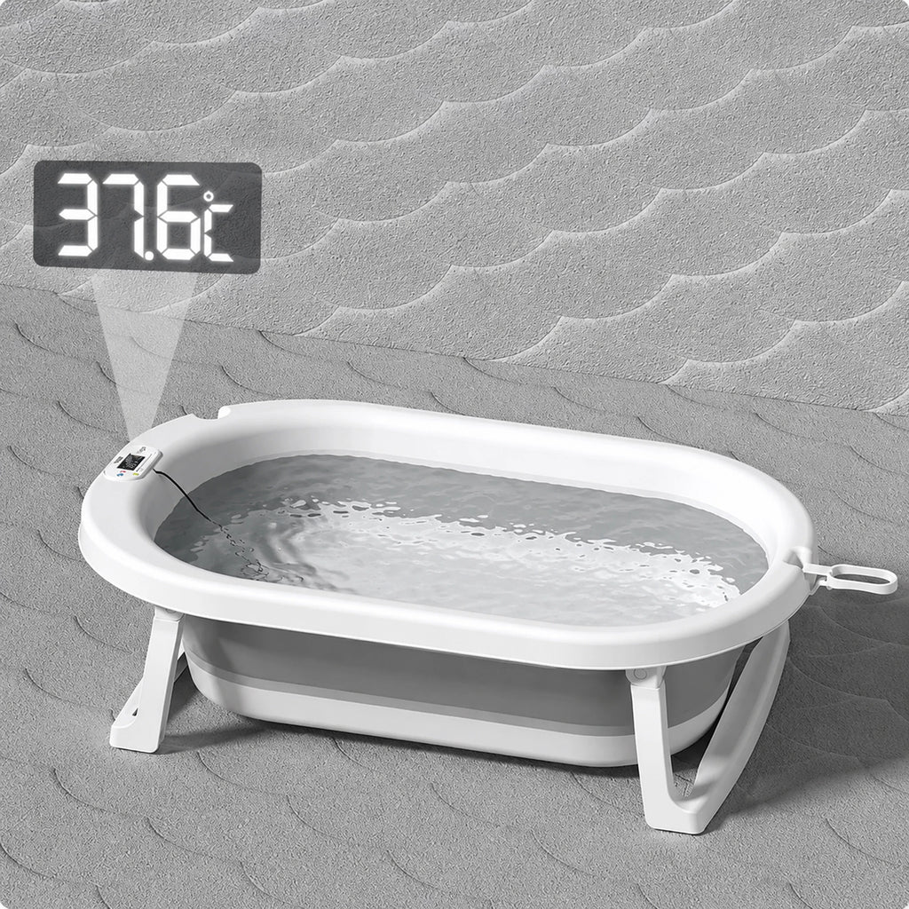 Baignoire bébé pliable avec thermomètre LCD et oreiller