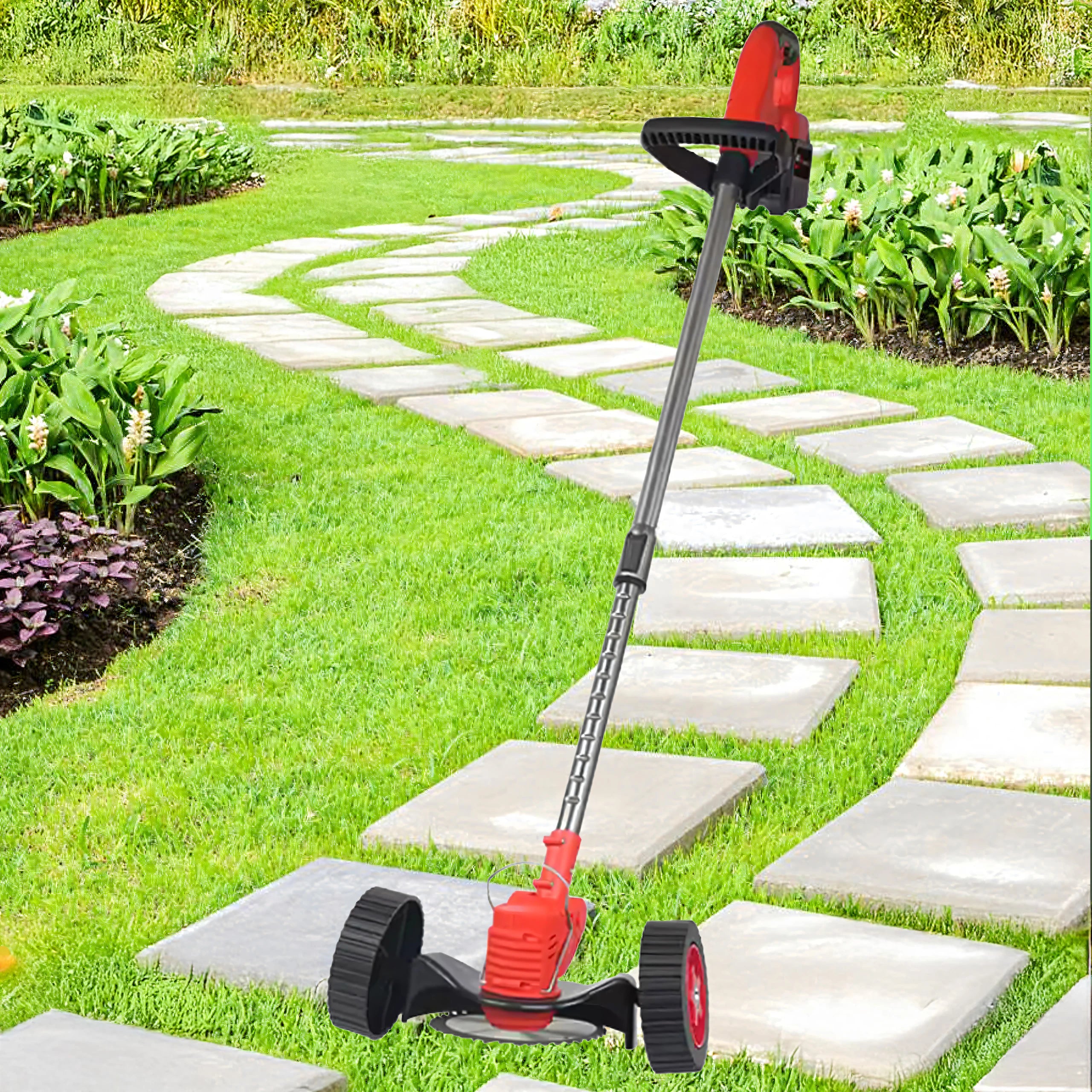 Ensemble Débroussailleuse rotofil sans fil coupe-bordures avec roues XXL