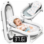 Baignoire bébé pliable avec thermomètre LCD et oreiller