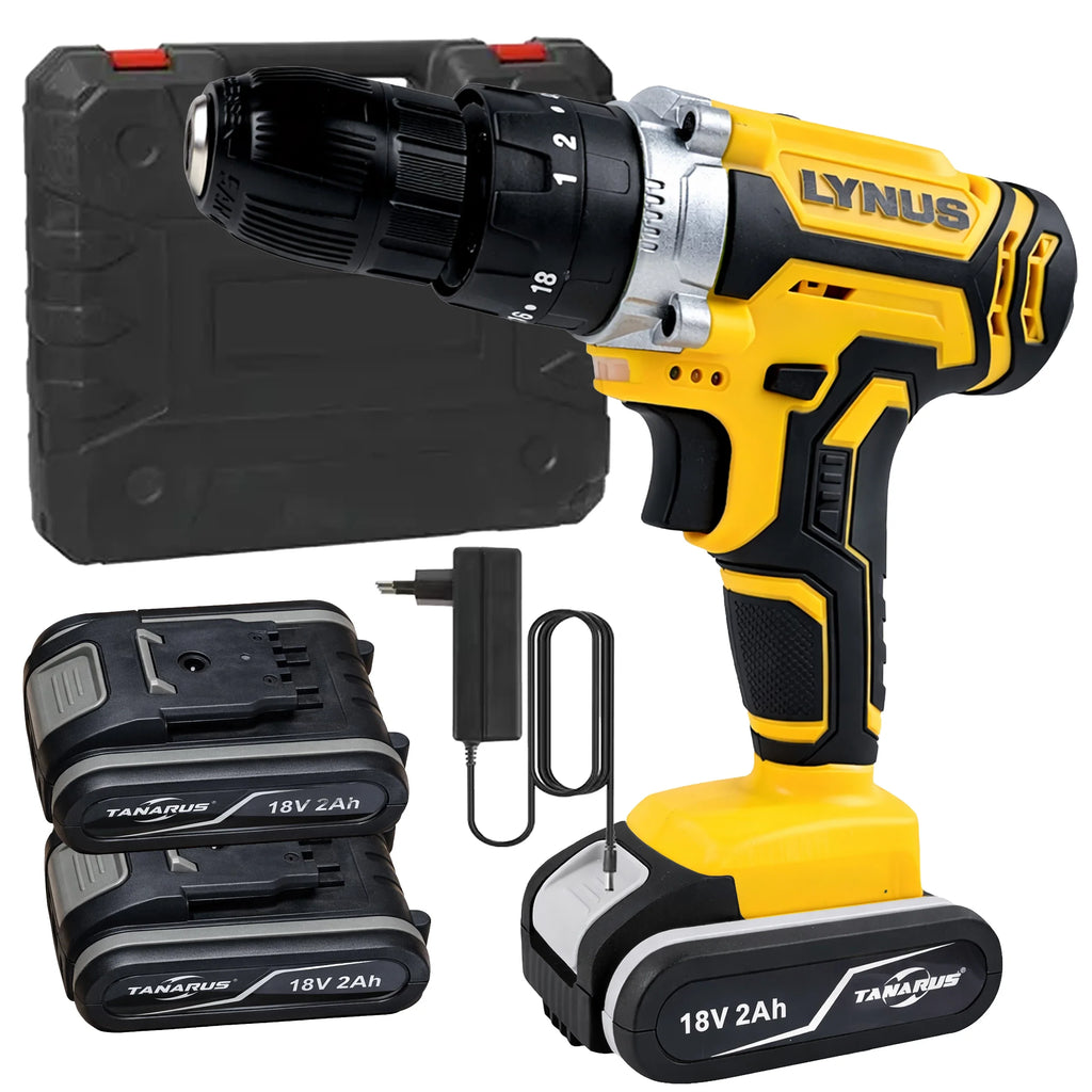 Perceuse visseuse sans fil étui, 2 x batteries 18 V 2 Ah, LED